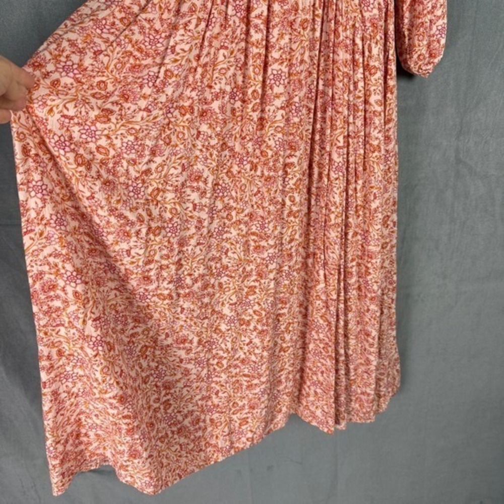 Old Navy Peach Floral Print Maxi Dress Cutout Waist XL Spring Resort Vacation - Picture 7 of 16